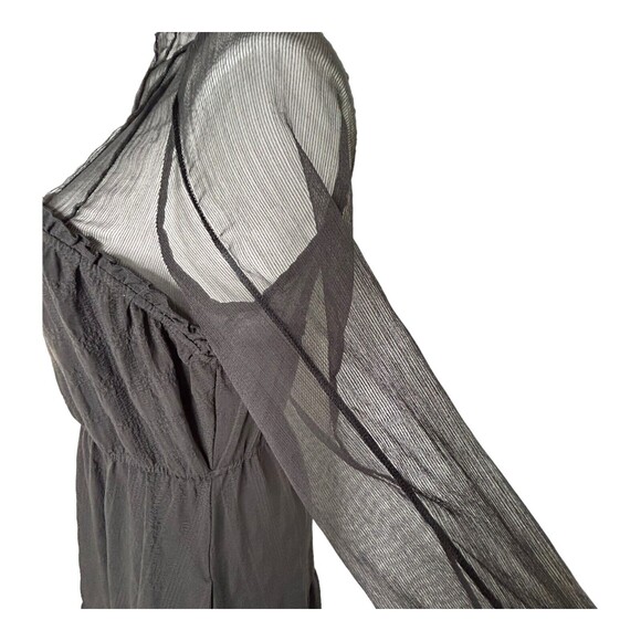 PAMELA LOVE Sheer Maxi Tiered Dress Black Long Sleeves Wednesday Goth Emo Size L - Picture 5 of 14